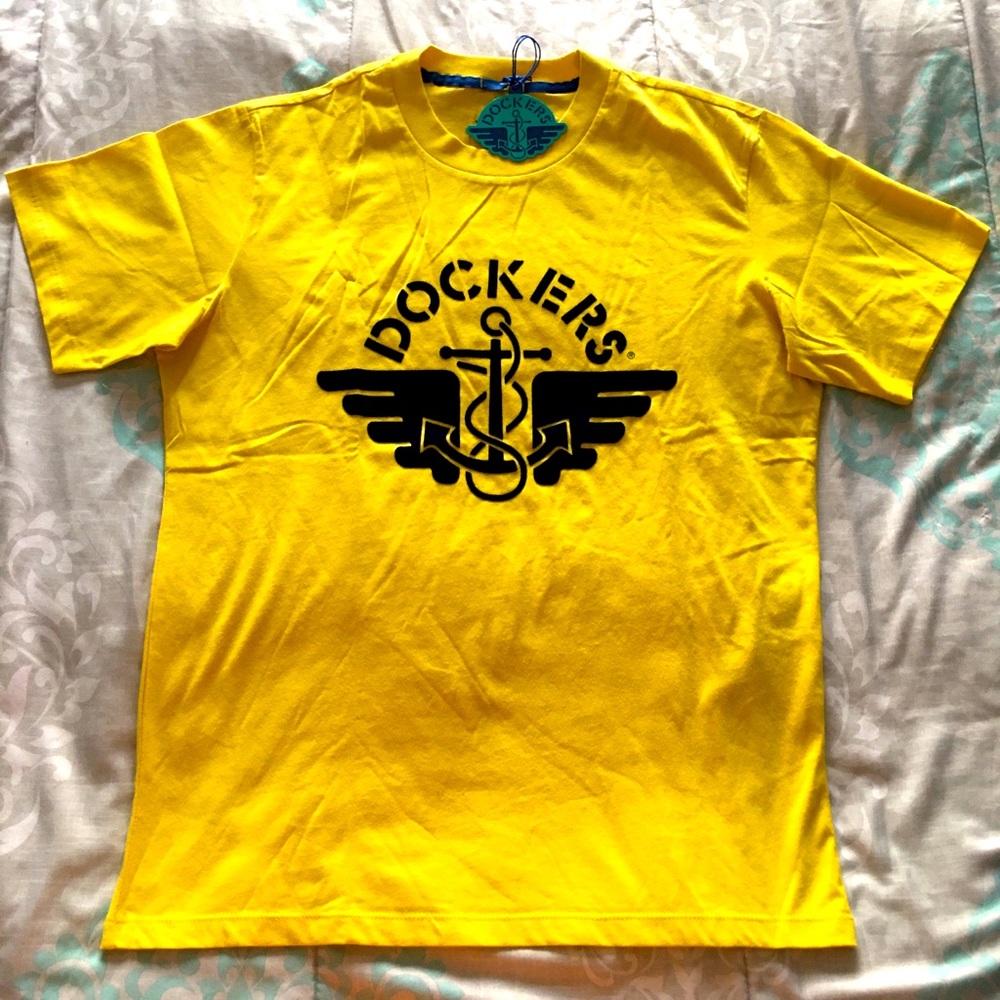 Dockers Mens S Yellow T-Shirt BIG LOGO